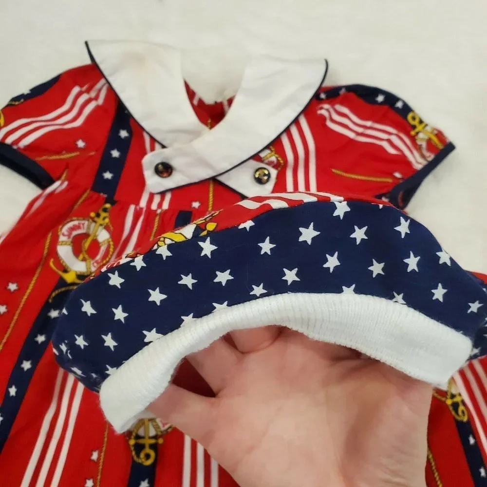 Polly Flinders sailor Dress Sz 18 Months Hat Red Anchor‎ Stars Patriotic